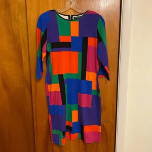 Ralph Lauren Multicolor Block 3/4 Sleeve Women’s Dress Size Petite Medium